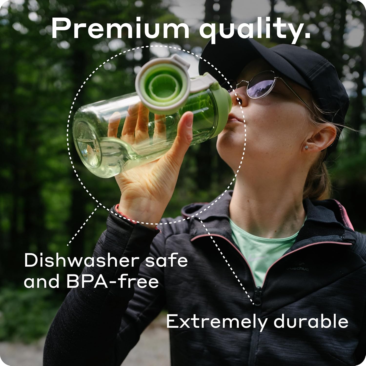 BOBBER 30 oz Tritan Water Bottle with Strainer Mesh, Premium Quality — BPA Free Plastic Water Bottle with Screw Top Lid — Dishwasher Safe Tritan Water Jug for Gym & Outdoor (Green) - Image 5