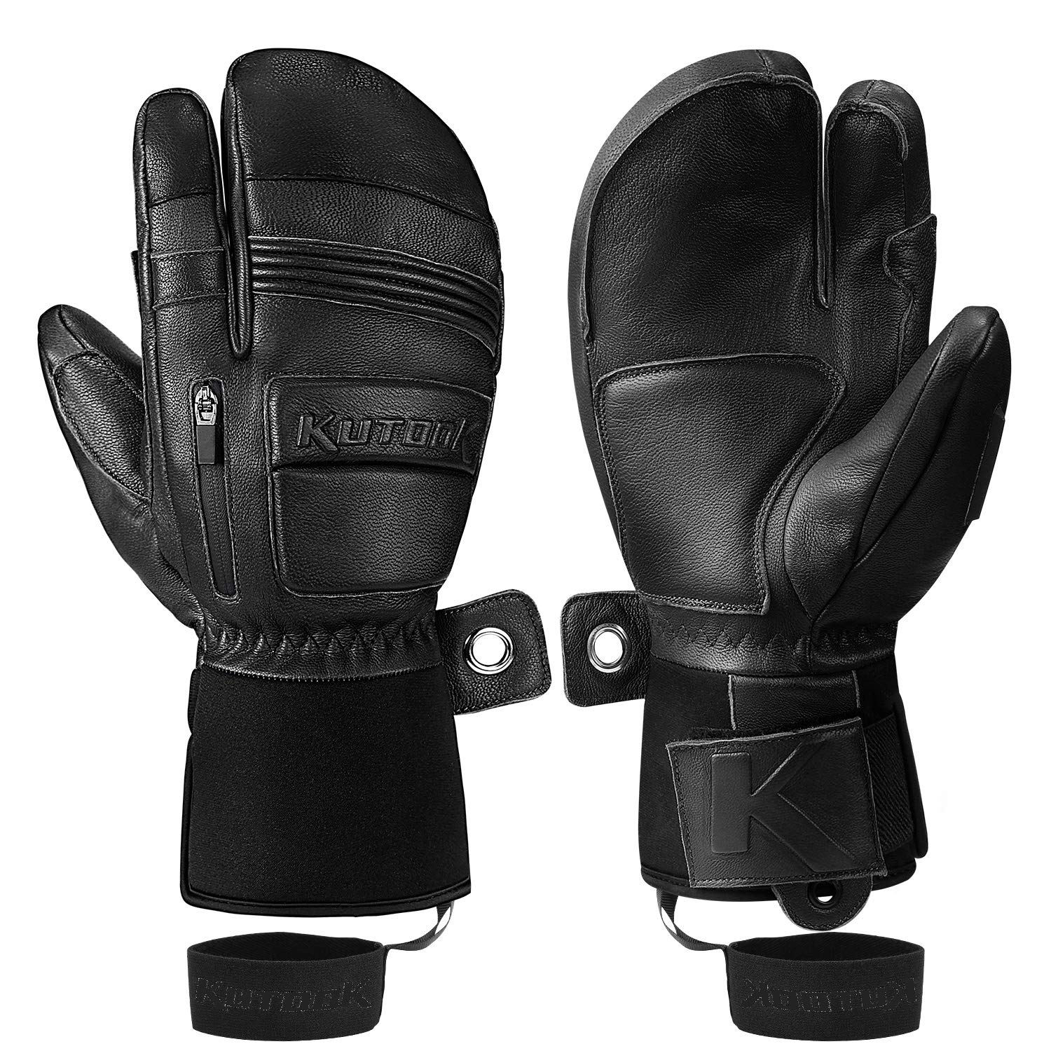 KUTOOK Gants Ski Chauffants Hiver Homme Femme Imperméable 3M Thinsulate Cuir Thermique Anti Froid Chaud Snowboard