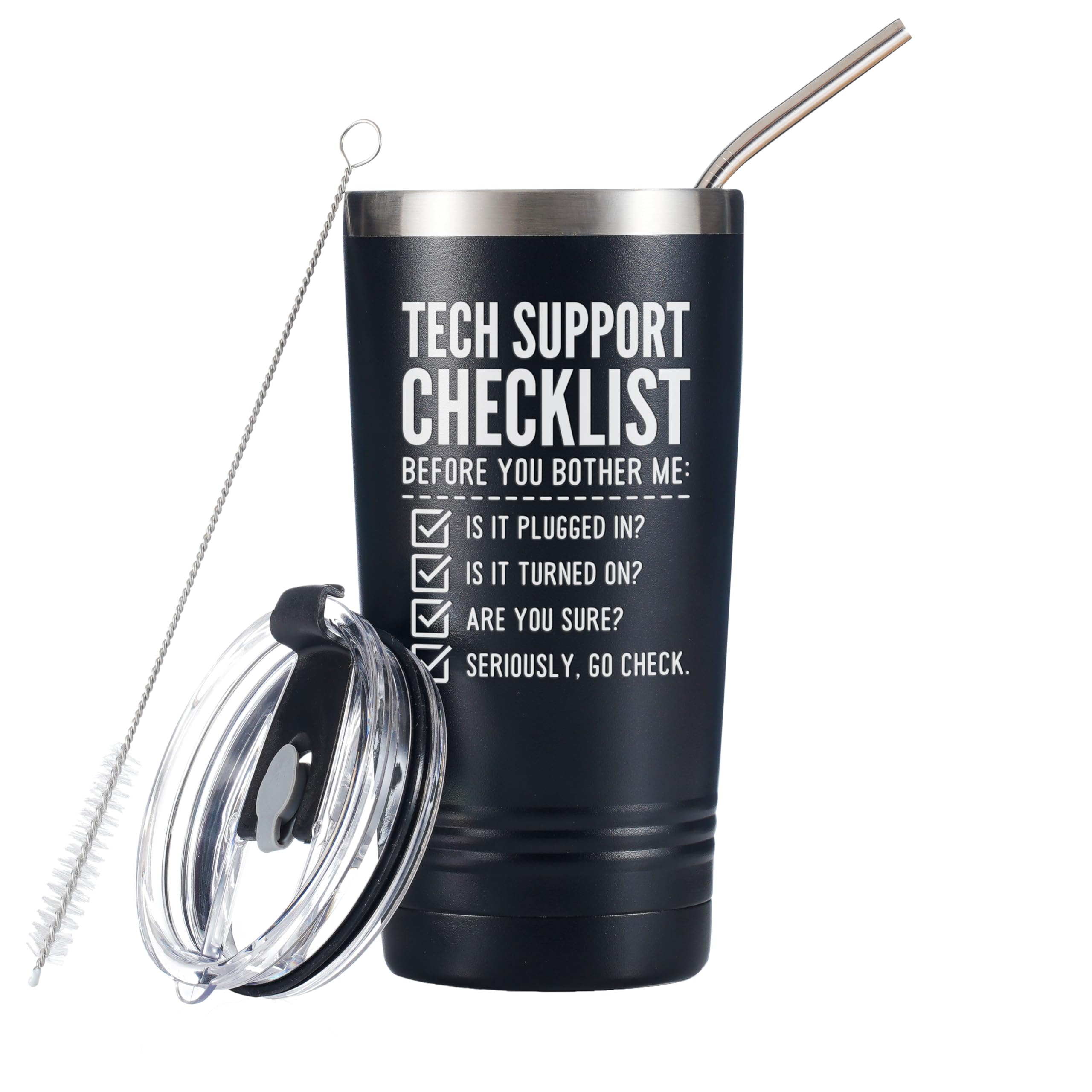 Onebttl Tech Gifts for Men, IT Tech Guys Geek Programmer, Funny Tumbler Coffee Mug, Stainless Steel Insulated 590ml/20oz