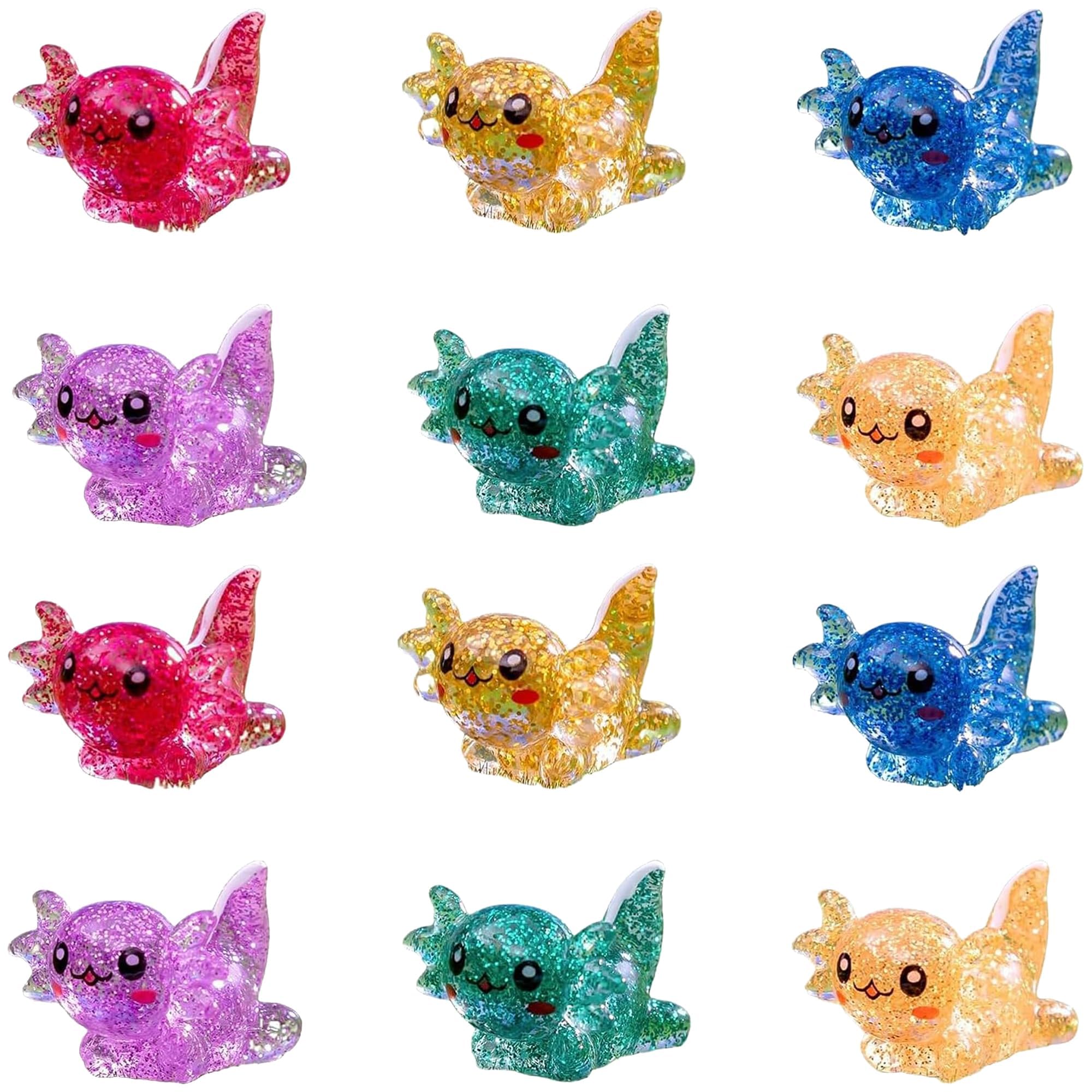 12 Pcs Miniature Decorative Items, Miniature Figurines, Mini Figures—12Pcs Glitter Resin Axolotl Set for Crafts & Fairy Gardens-image-23