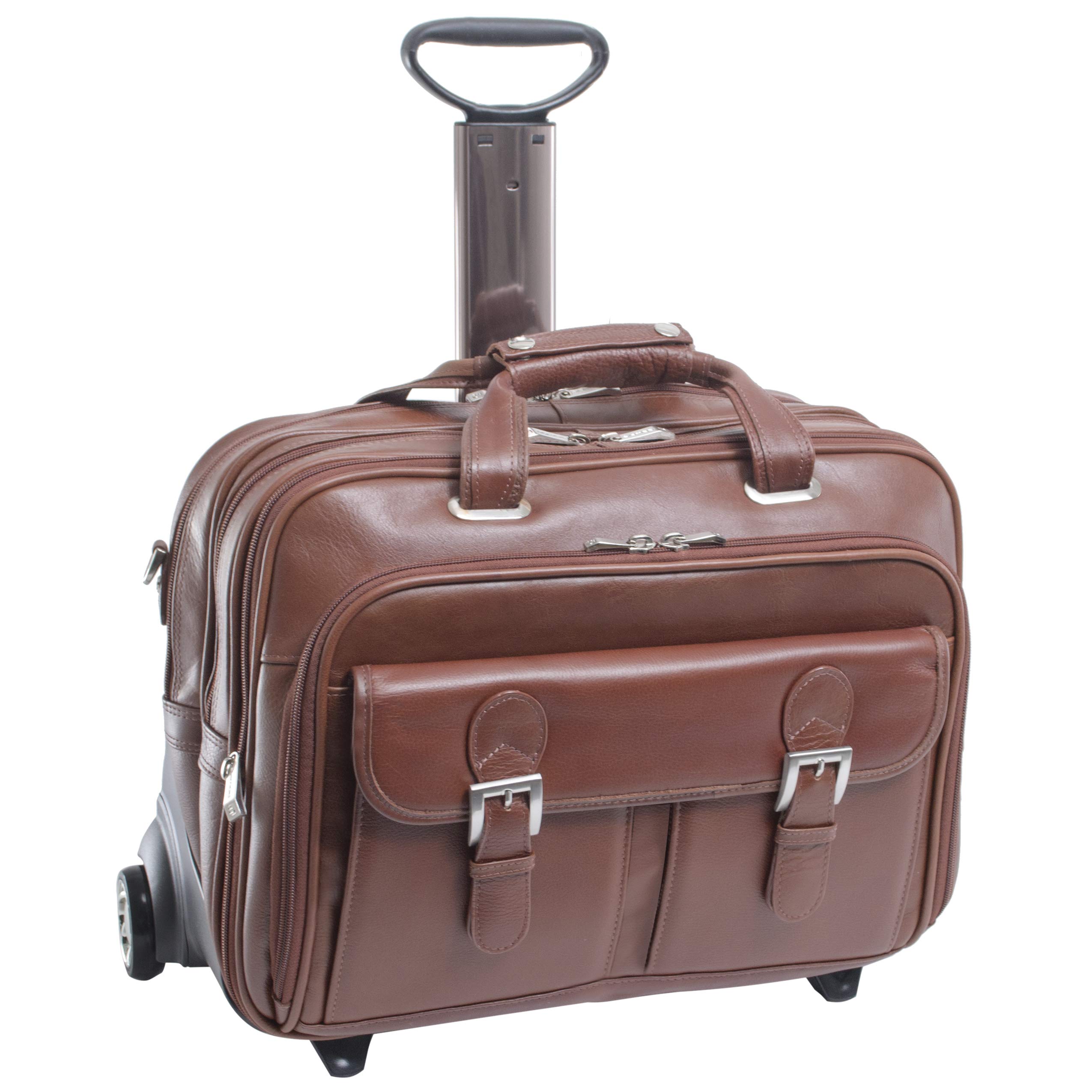 CERESOLA 17" Detachable-Rolling Laptop Briefcase Computer Bag Brown