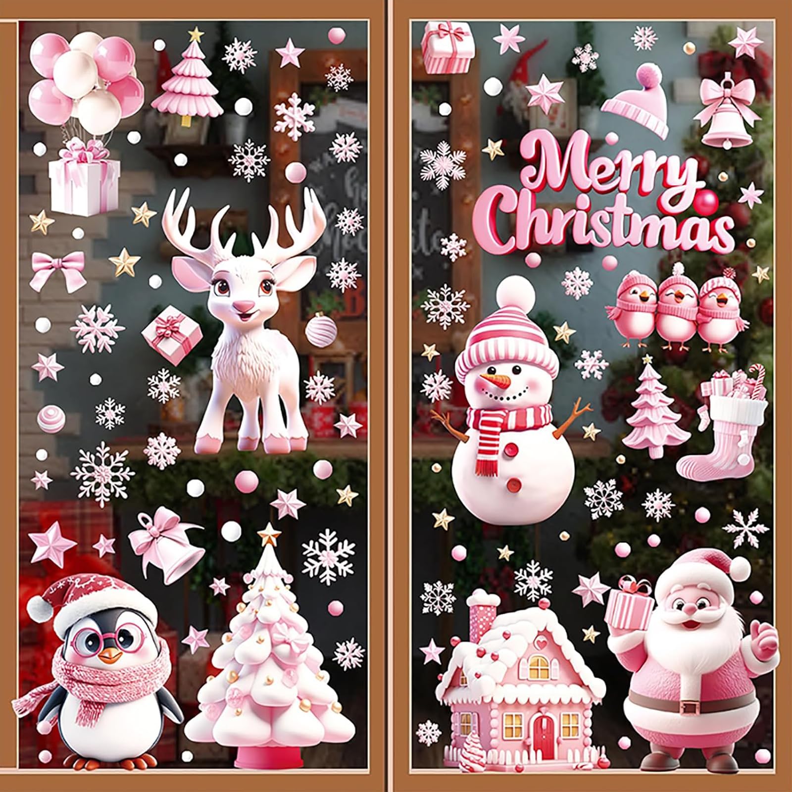 9 Stück Fensterbilder Weihnachten, Fensterdeko Weihnachten S