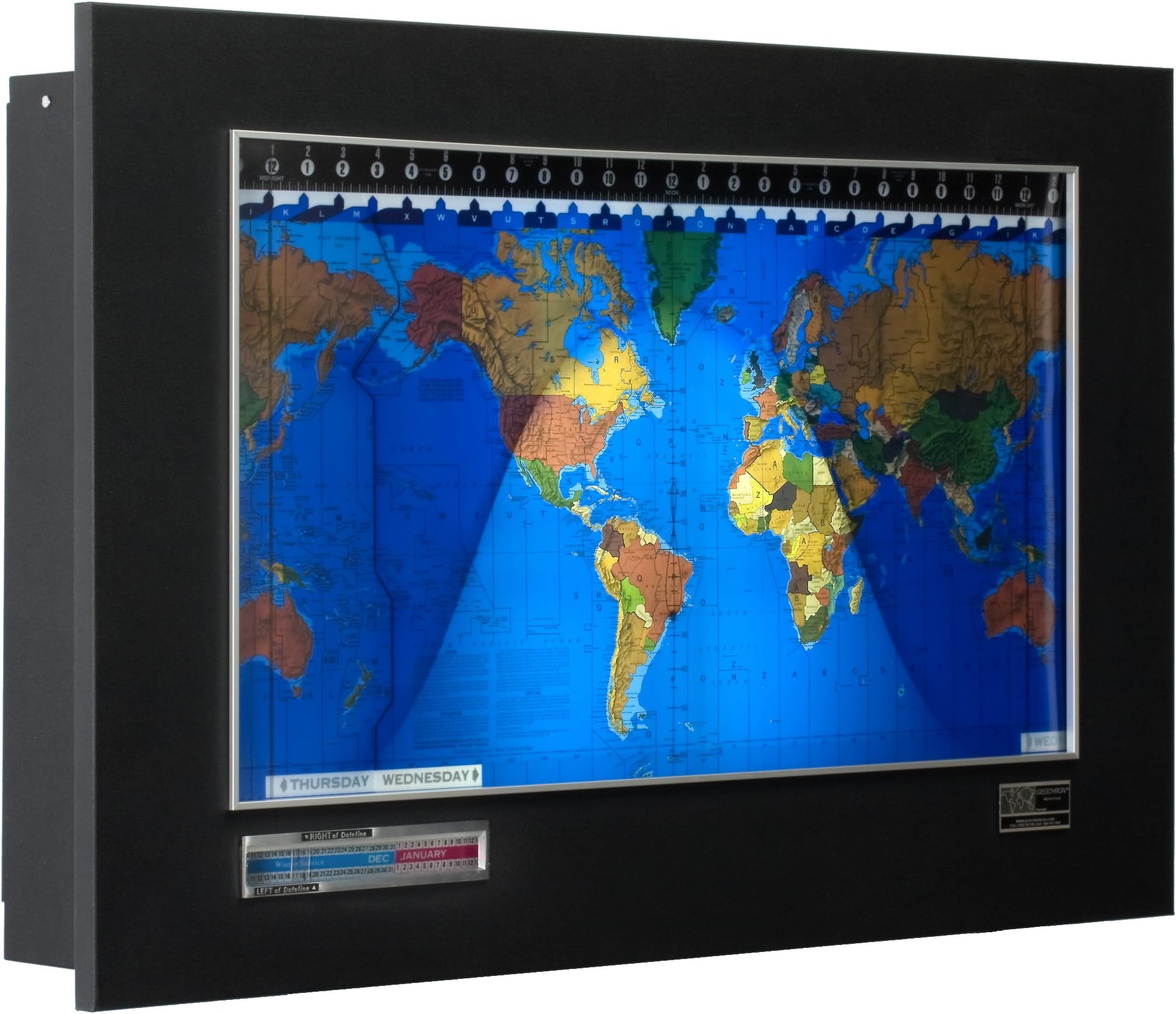 Standard World Clock (Black Goatskin with Silver Trim)