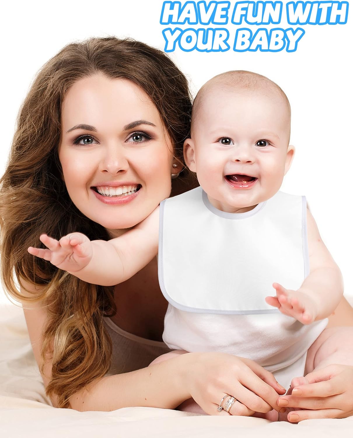 Foaincore 30 Pcs White Bibs for Baby Unisex Teething Bib 2 Ply Waterproof Absorbent Durable White Bibs Bulk for DIY Baby Shower Games Decorating Washable Reusable Newborn Toddler Feeding Drooling