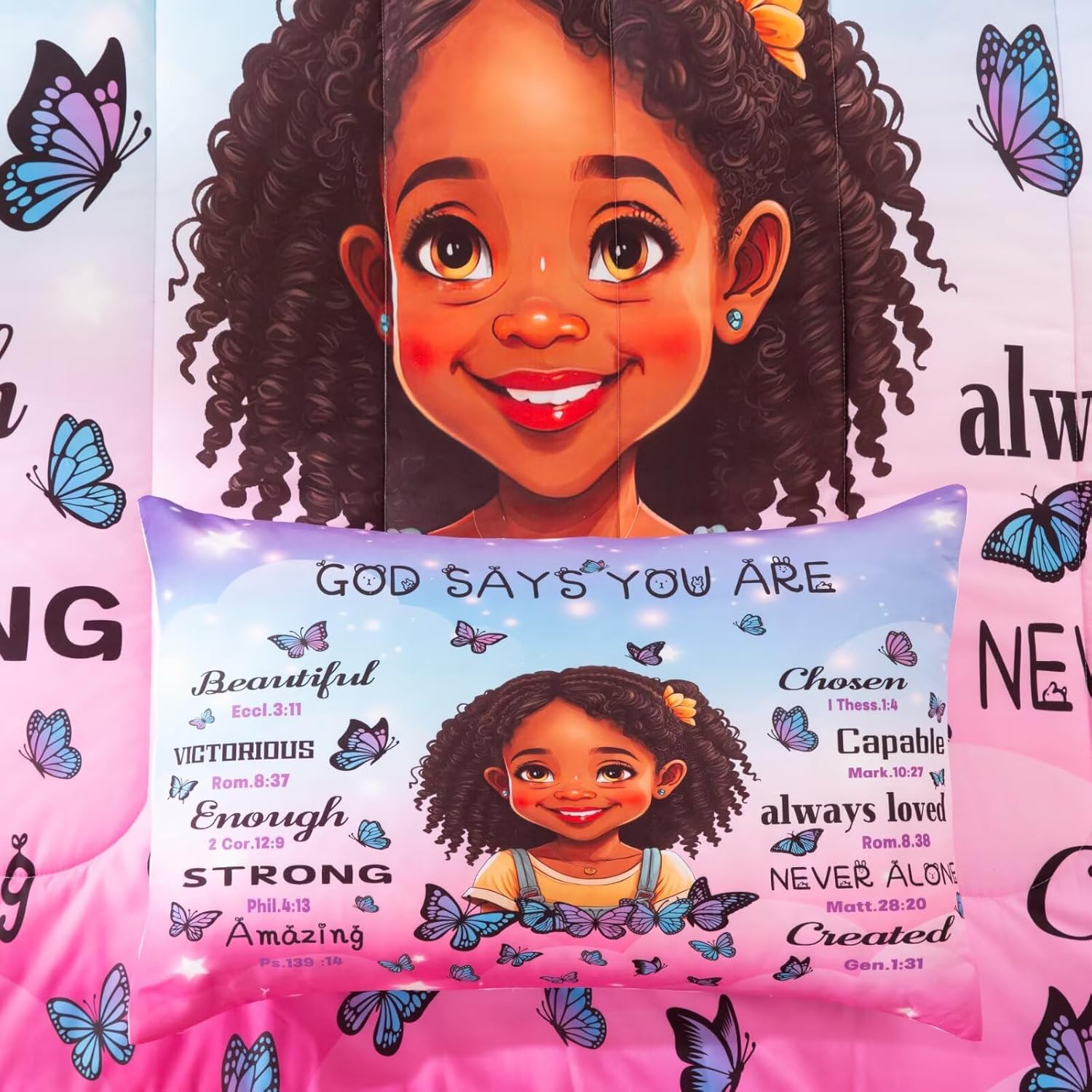 Black Girl Comforter Set Twin for Kids Teens,God Says You are Comforter Set Black Girl Magic Bedding Set,African American Bed Bedroom Set - Image 5