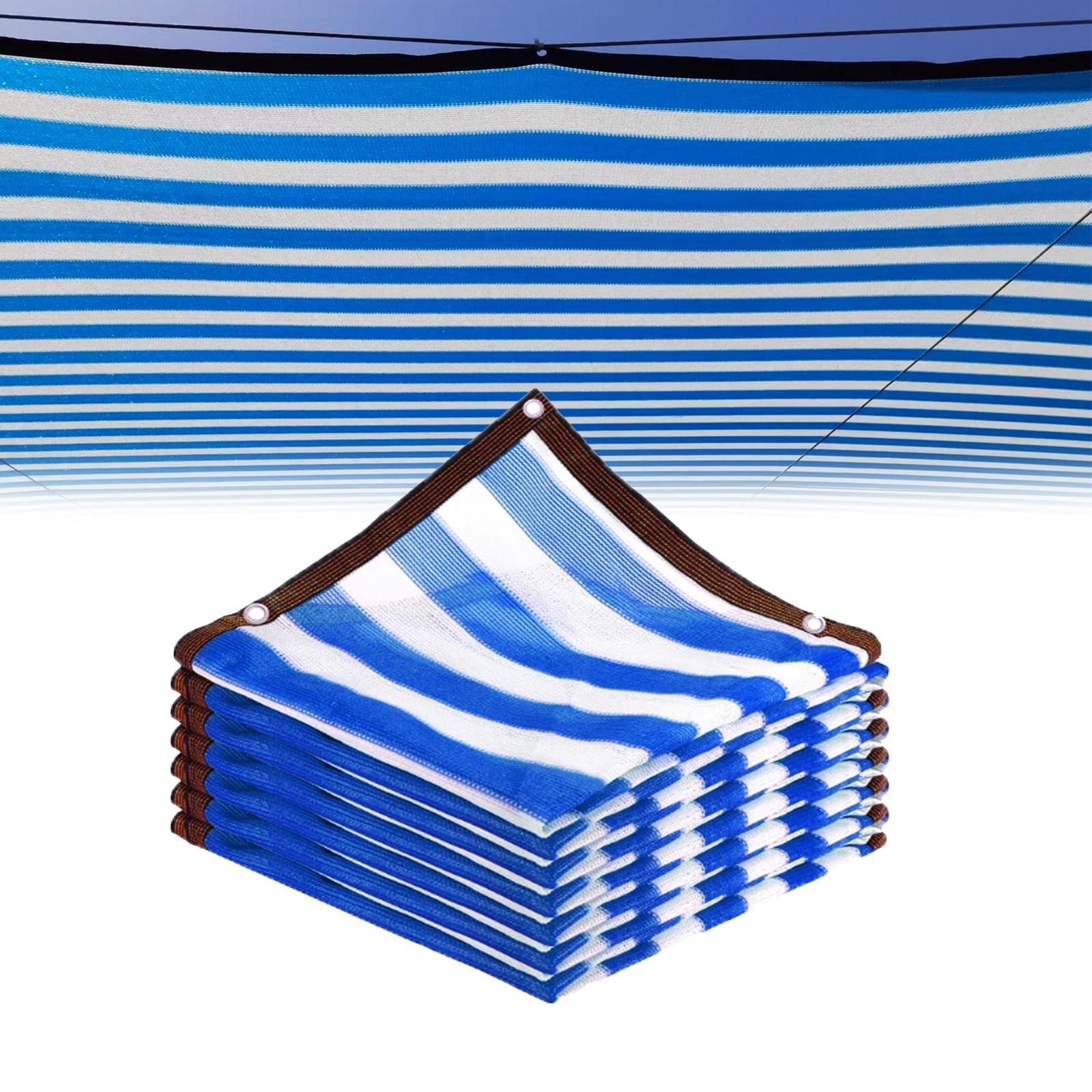 Privacy Shade Cloth 6.6X16.4FT 9.9X29.5FT 16.4X26FT 26X49.2FT Blue and White Stripes Shade Cover 90% Shading Sun Shade Net for Garden,Plants,Flower, Greenhouse (Size : 13x32.8ft)