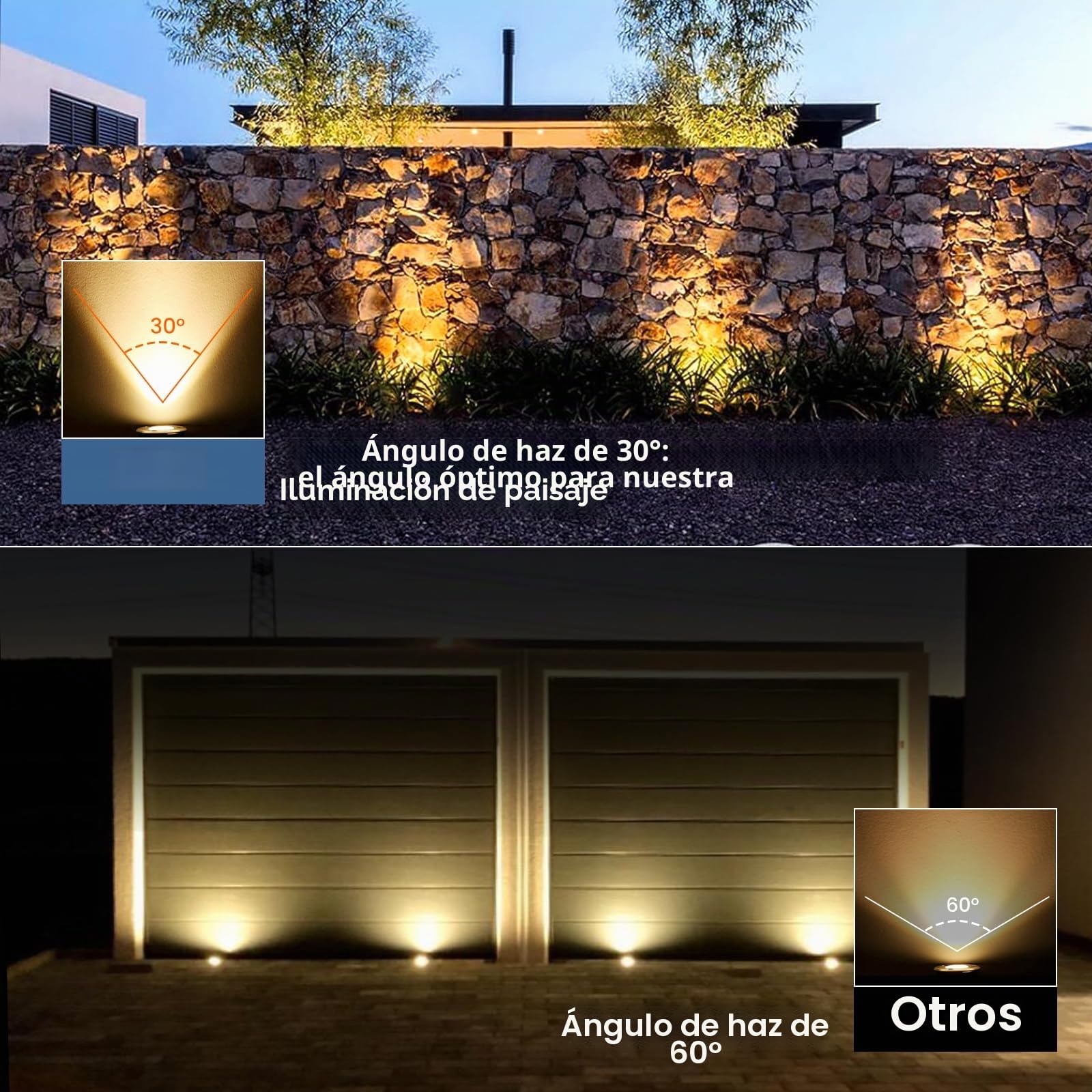 4 focos led empotrables en suelo, 3 W, 230 V CA, IP68, 270 lúmenes, para exterior (luz blanca cálida)