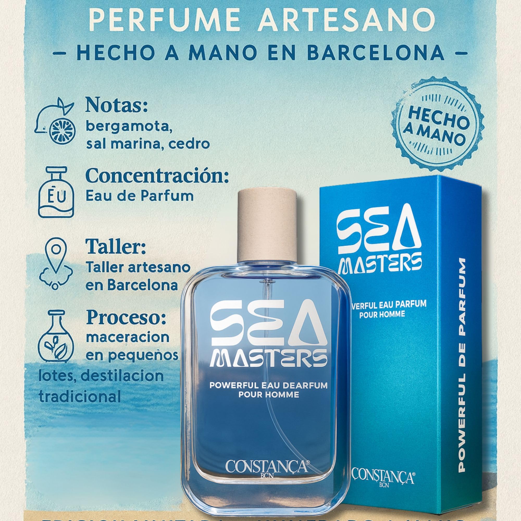 Perfume Hombre Artesanal compatible con SEAMASTER Seamasters Intense Eau de Parfum 100 ml ingredientes de calidad estilo Mediterraneo