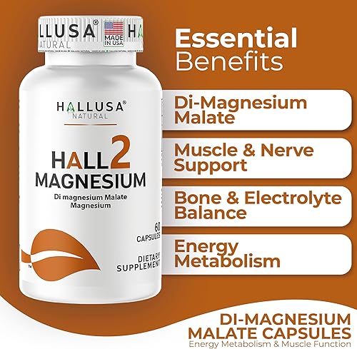Miniatura 2 de Hallusa Natural Cápsulas de malato de magnesio 1500 mg - Apoyo muscular y nervioso, equilibrio óseo y electrolito, metabolismo energético - malato