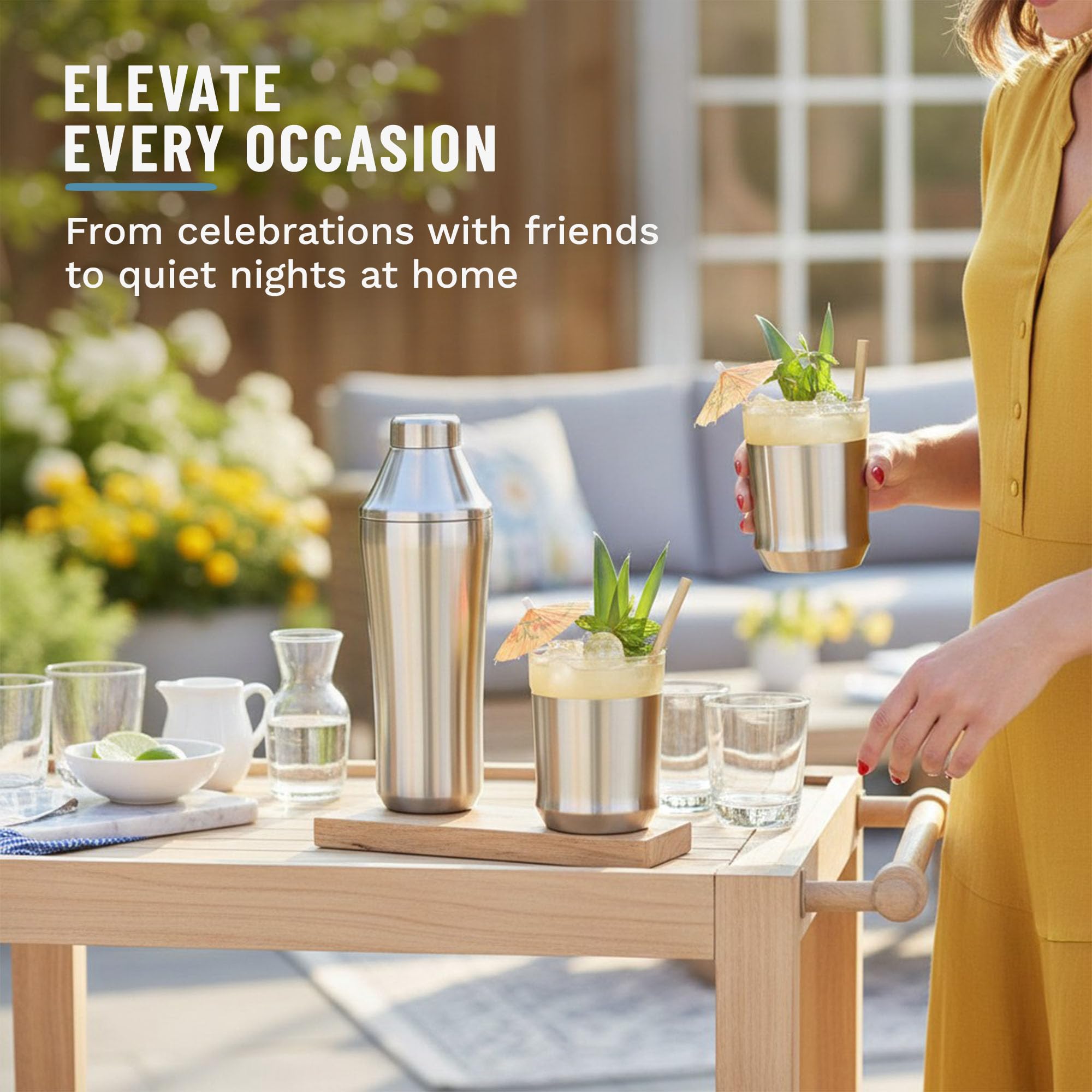 Elevated Craft Hybrid-Cocktailshaker, hochwertig, vakuumisoliert, aus Edelstahl, innovatives Messsystem, verbessern Sie Ihre Hausbar, 828 ml Gesamtvolumen