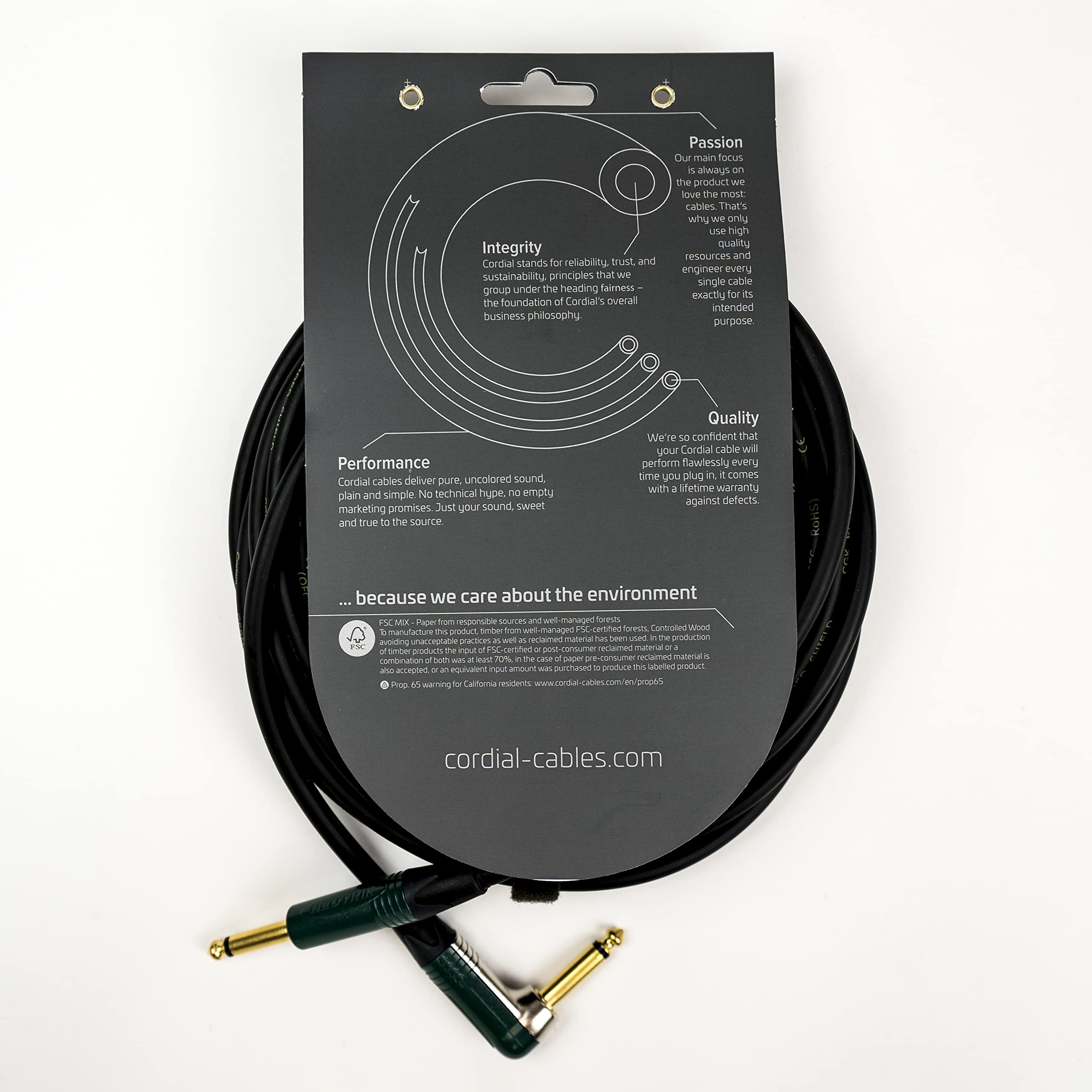 Cordial – Cavo Strumento Musicale 6 m, Jack TS Maschio/Jack TS Maschio, Connettori NEUTRIK Placcati Oro, Guaina PVC, Schermatura Doppia (CRI 6 PP)