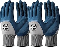 Trifabricy 6 Pairs Gardening Gloves for Women & Men - Breathable Latex Coated, Durable Grip Work Gloves for Indoor/Outdoor Tasks, Blue & Grey