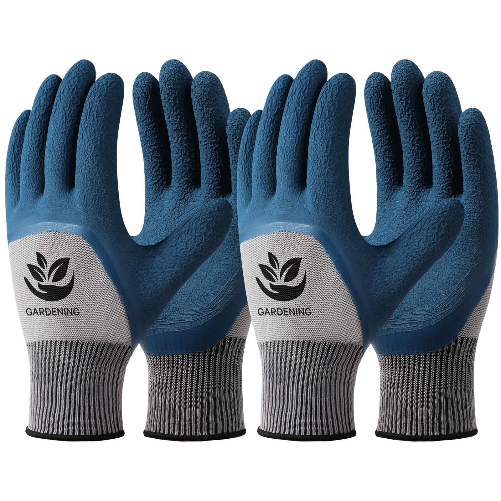 Trifabricy Garden Gloves for Women Men - 6 Pairs Breathable Hard-wearing Latex Coated Gardening Gloves for Women, Indoor/Outdoor Protective Working Gloves with Grip, Blue & Grey