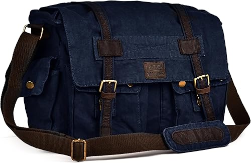 Vista 12 de Bolsa bandolera de hombro de lona LEATHER VILLAGE para hombres y mujeres – Elegante bandolera estilo mochila para oficina, viajes y uso diario