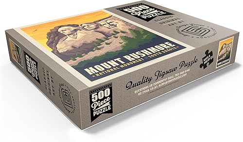Miniatura 3 de MyPuzzle Mt Rushmore National Memorial vista lateral, póster vintage, rompecabezas prémium de 500 piezas para adultos