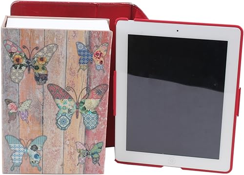 Miniatura 7 de EIOUMAX Caja fuerte para libros de 9.5 x 6.3 x 2.3 pulgadas y 1.4 libras con cerradura de llave, caja fuerte oculta, mariposa de metal