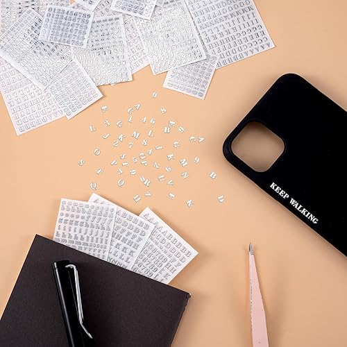 Miniatura 4 de ANCIRS Paquete de 24 mini calcomanías de resina para arte de uñas, calcomanías de números del alfabeto epoxi brillantes, calcomanías autoadhesivas