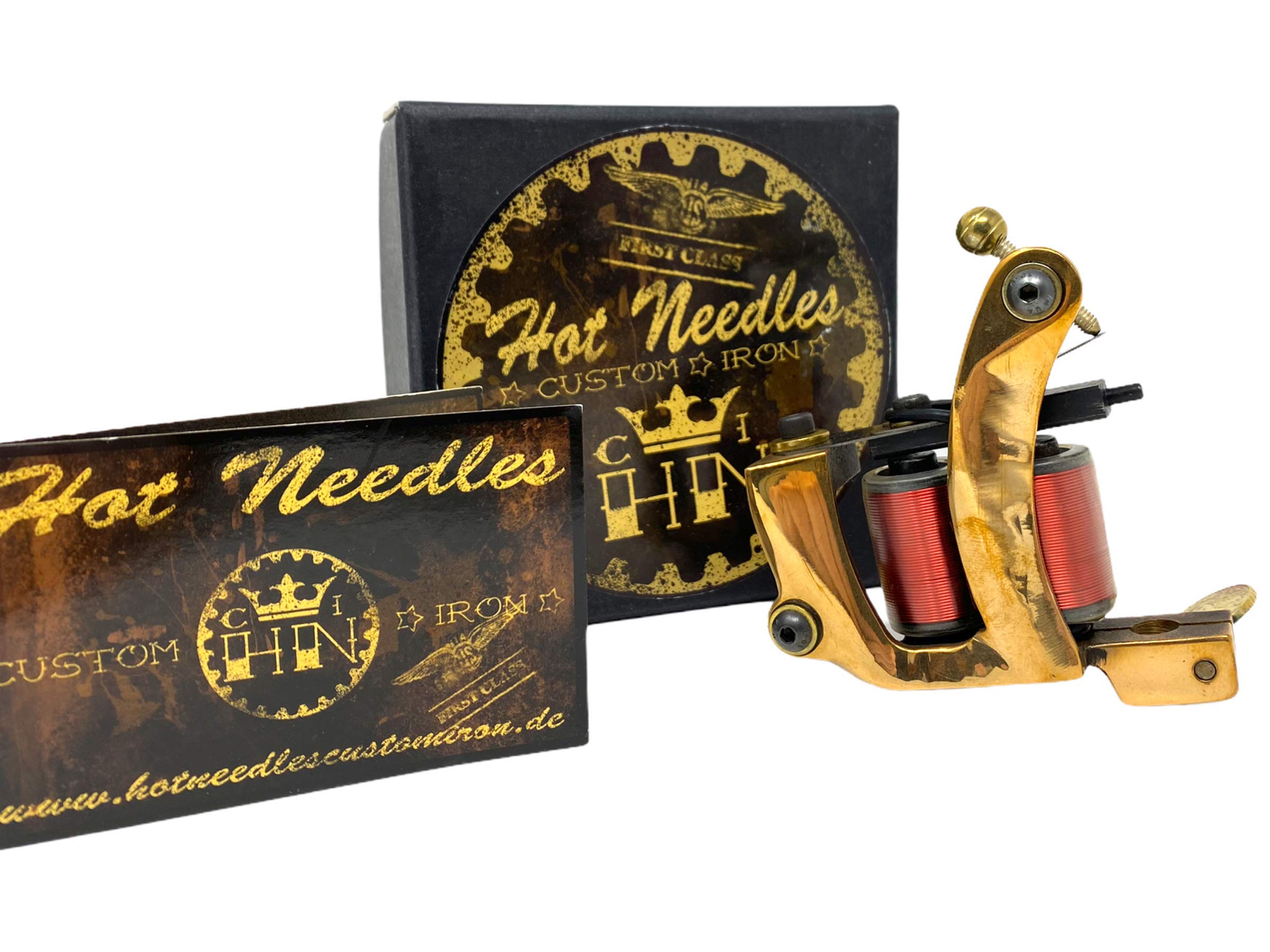 INKgrafiX® Hot Needles - POWER SHADER - Gold - 10Wrap - Deutschland - Studioqualität - Spulenmaschine - IG57747 - Tattoo Maschine Tattoomaschine Spule Spulen