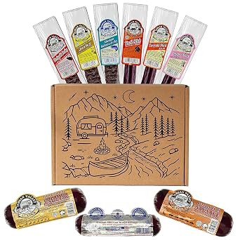 Indian Valley Meats Alaskan Meat Gift Box | Contains Elk, Smoked Salmon Jerky, Reindeer Sausage from Alaska, Premium Blends of Venison Sausage, Buffalo Meat | Healthy Protein Snacks for Men