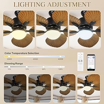 YITAHOME Tropical Ceiling Fan with Lights, 3 Ways Control