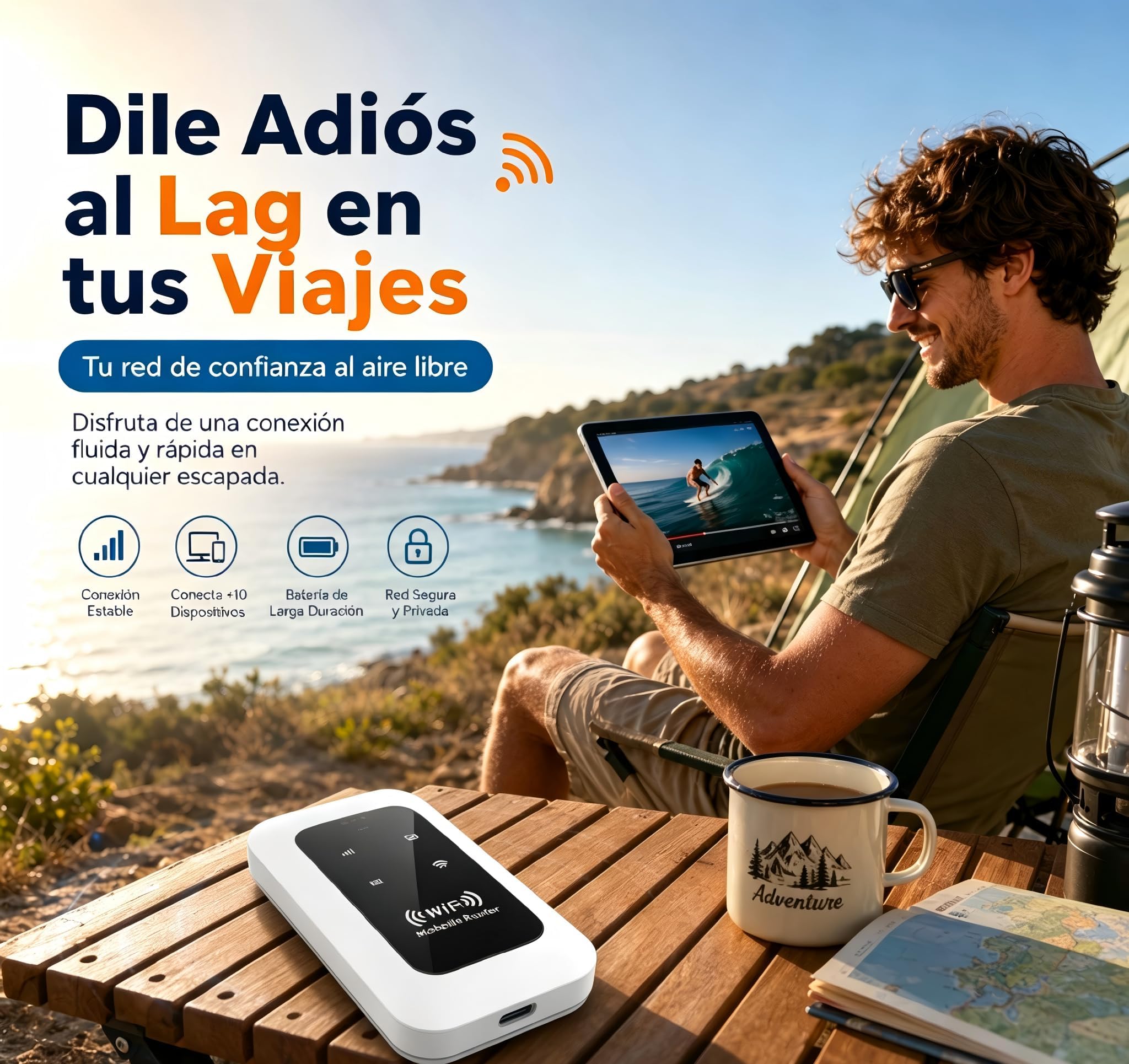 Hotspot Móvil 4G/5G MiFi Desbloqueado, Batería 2100mAh Autonomía 10 Horas, Admite hasta 28 Dispositivos, Router WiFi Portátil Económico para Viajes, Trabajo Diario y Autocaravanas-1