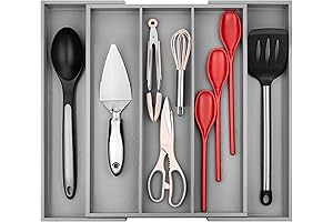 EXTRA LARGE EXPANDABLE 5 DRAWER BAMBOO KITCHEN ORGANIZER