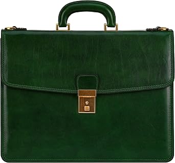 Time Resistance Leather Briefcase - Leather Bag Handmade in Italy - Work Bag with Shoulder Strap - Business Bag - Shoulder Bag