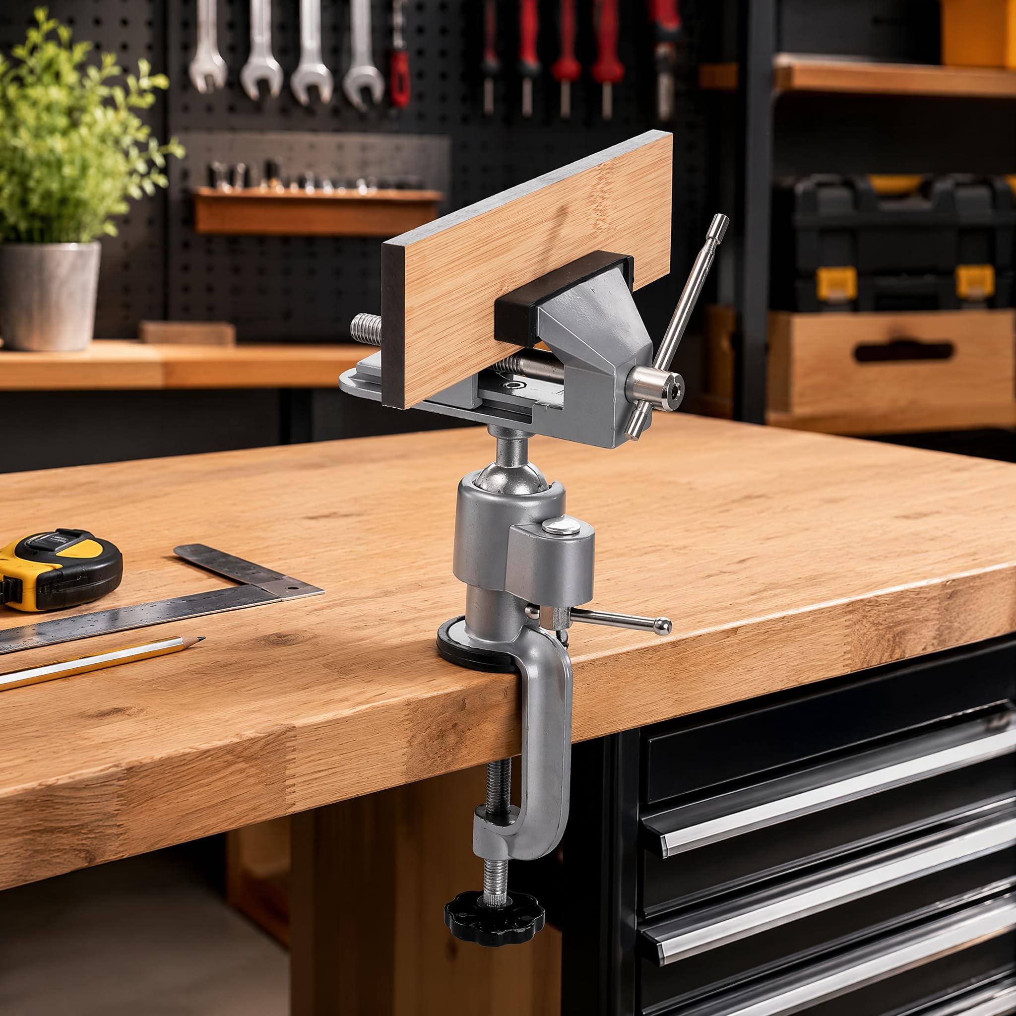 Fasmov Tornillo de banco giratorio universal de 3 pulgadas con inclinación giratoria 360° para trabajo universal