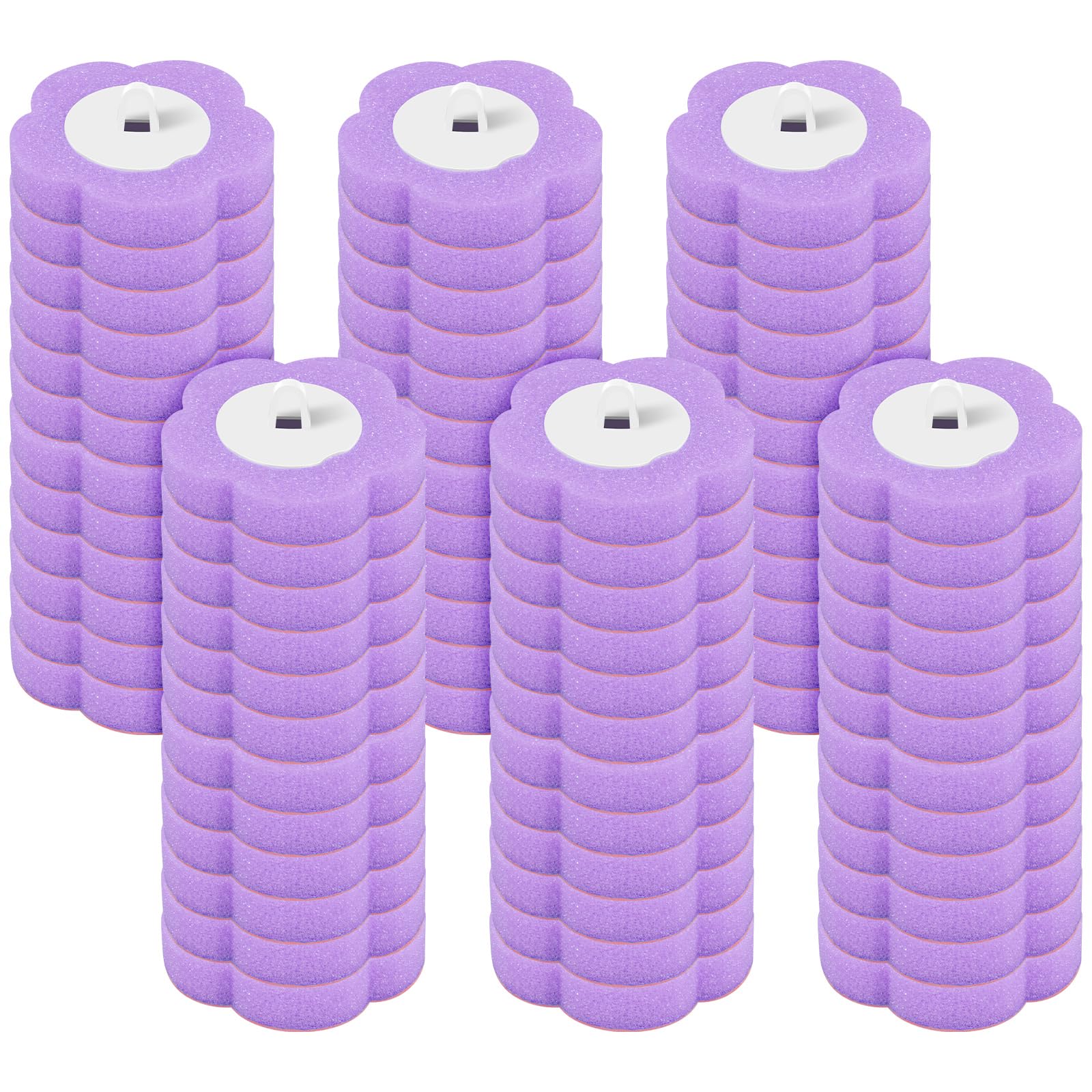 72Pcs Disposable Toilet Brush Refills, Toilet Brush Head Replacement, Lavender Scent, 3 Layer Sponge Refills Head for Bathroom Floor Drain Hand-Washing Basin Toilet Wand(Without handle)