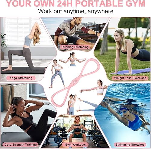 Miniatura 8 de Banda de Resistencia Figura 8: Bandas de Resistencia con Asas para Entrenar - Bandas de Resistencia en Forma de 8 para Mujeres - Bandas de Ejercicio