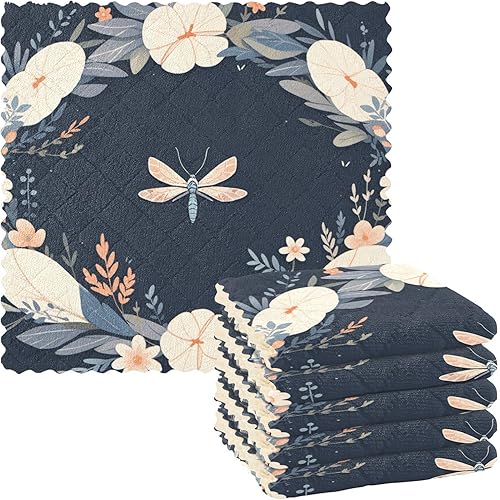 Miniatura 1 de Libélula en guirnalda turquesa para el hogar, paños de cocina grandes, paños de cocina de algodón para otoño, toallas de cocina absorbentes