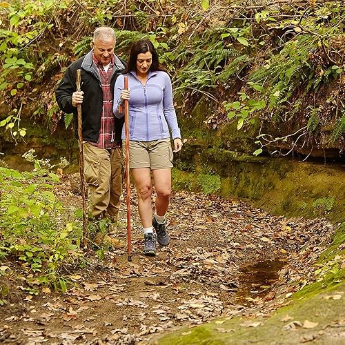 Miniatura 3 de Brazos Bastón recto de madera de pino, bastón de madera hecho a mano, bastón de senderismo para hombres y mujeres, bastón de senderismo, bastón de