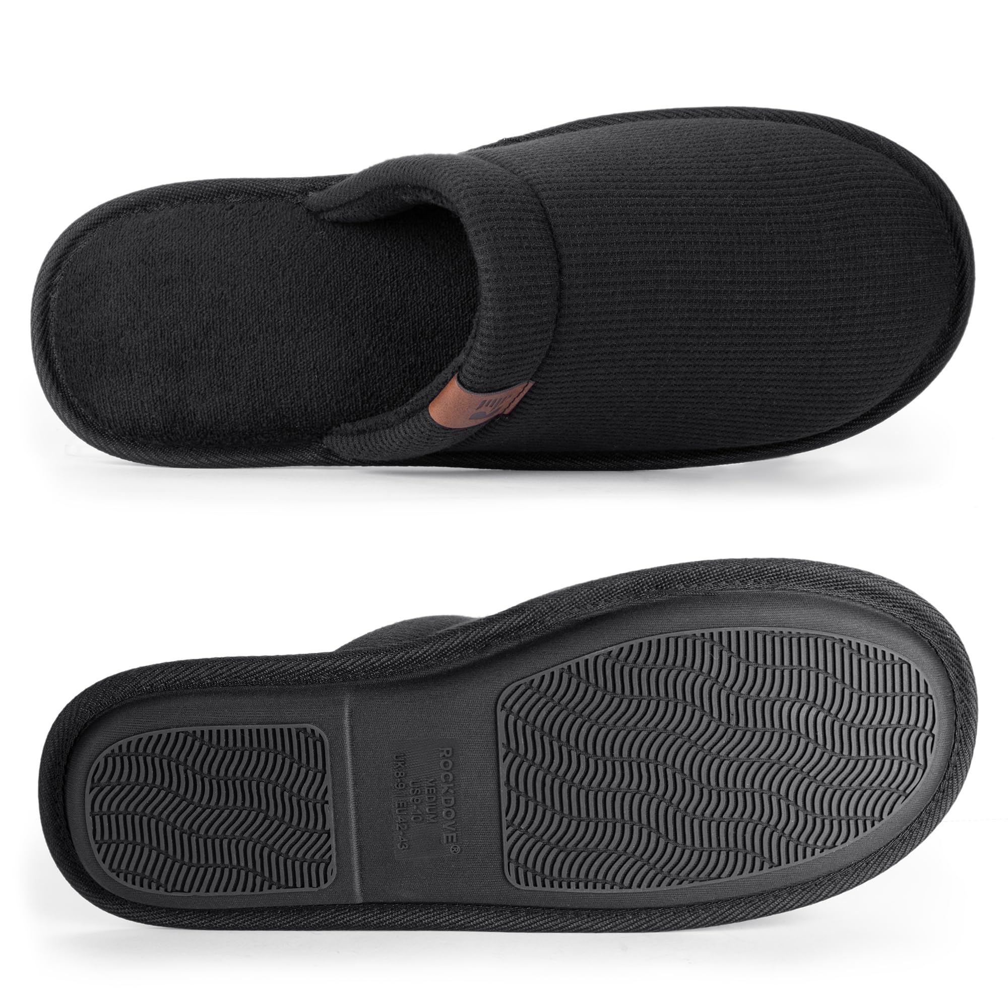 RockDove Pantofole Uomo LiteStep in tessuto waffle con memory foam e suola antiscivolo