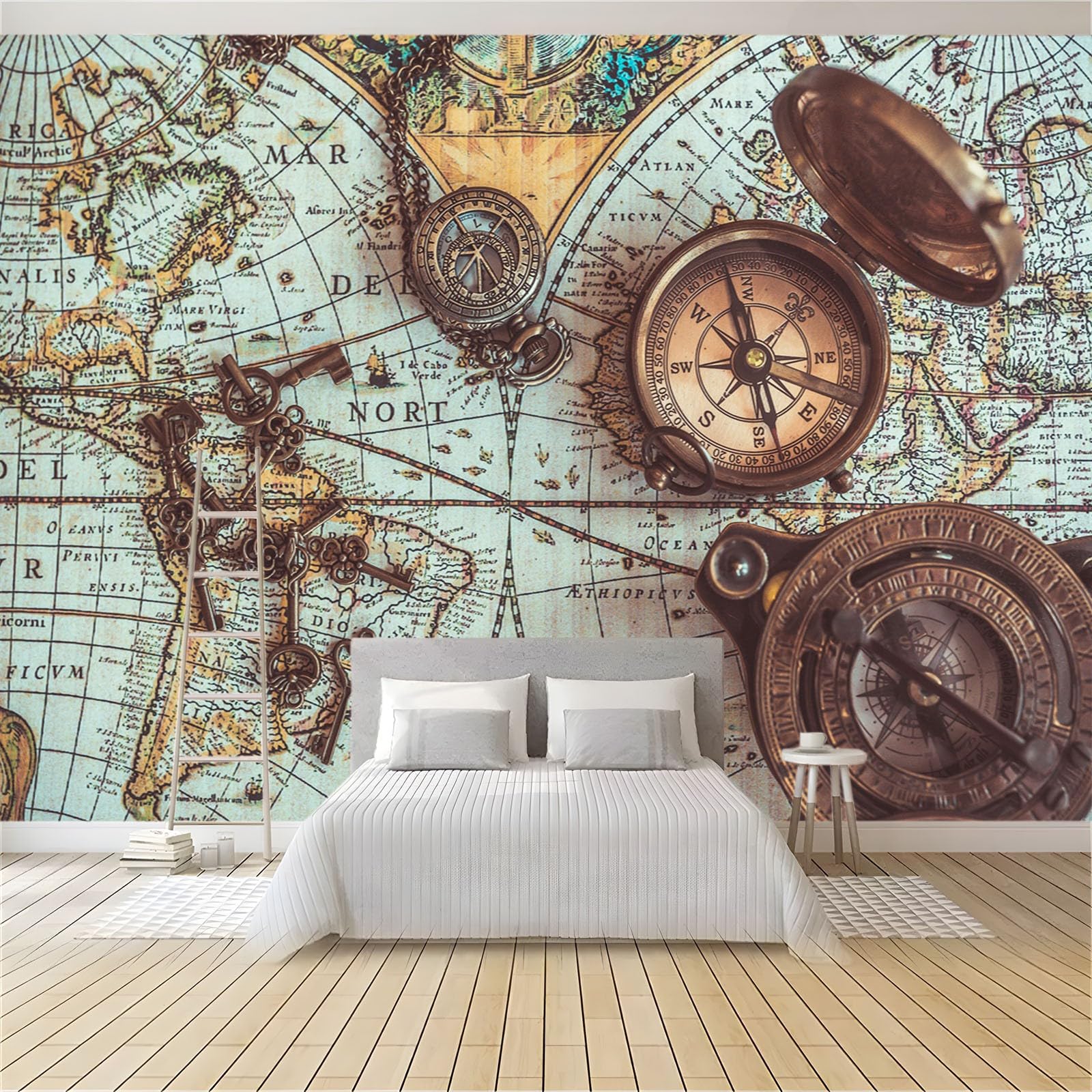 Fototapeta 3D mapa świata w epoce 350 x 256 cm tapeta sypialnia nowoczesna fototapeta fototapeta gigantyczny plakat moda dekoracja ścienna