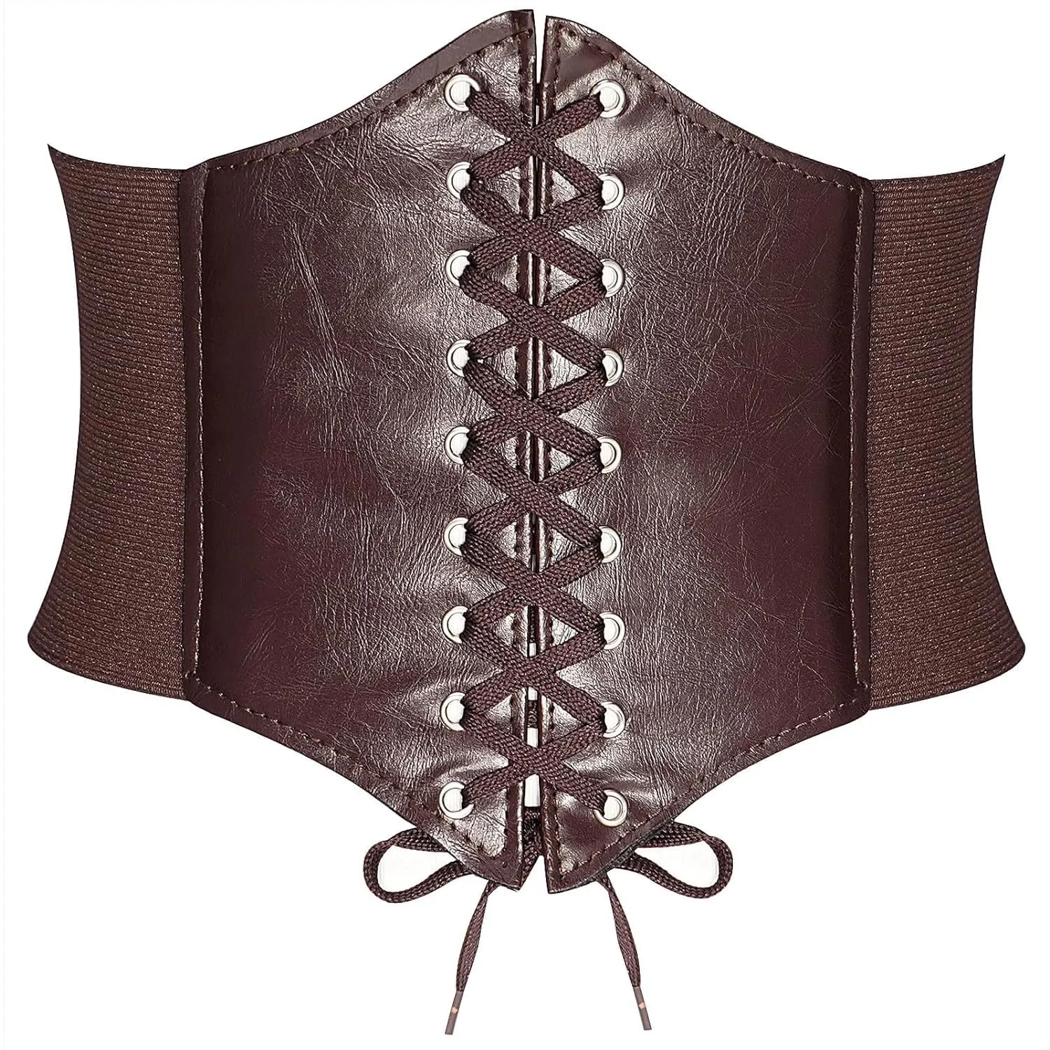 Real Buff Women One Size Gothic Bustier Corset Belt - Black, Artificial Leather