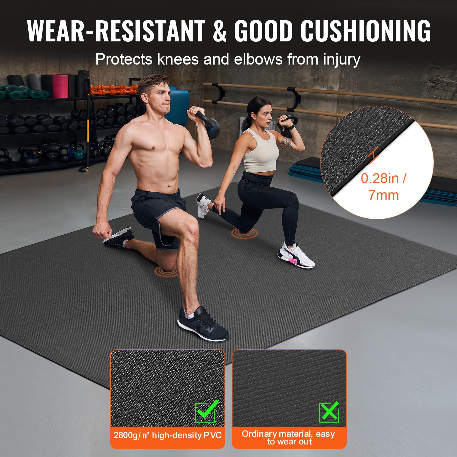 VEVOR Grand tapis d'exercice antidérapant haute densité de qualité supérieure pour homme et femme, avec sac et sangle de transport, pour tous les types de yoga à domicile, pilate et entraînement au