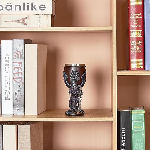 Miniatura 3 de Copa de dragón de llama púrpura con inserto de acero inoxidable, regalo de mazmorras y dragones de fantasía, copa de cáliz de vino