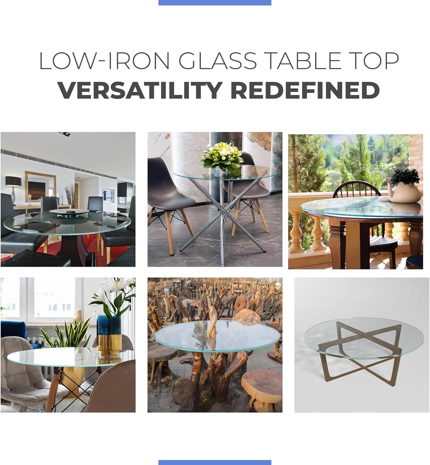 36 Inch Round Ultra Clear Glass Table Top Beveled Edge 1/2 Inch Low Iron Tempered Glass Elegant Furniture Protection Replacement for Dining End Patio Kitchen Tables