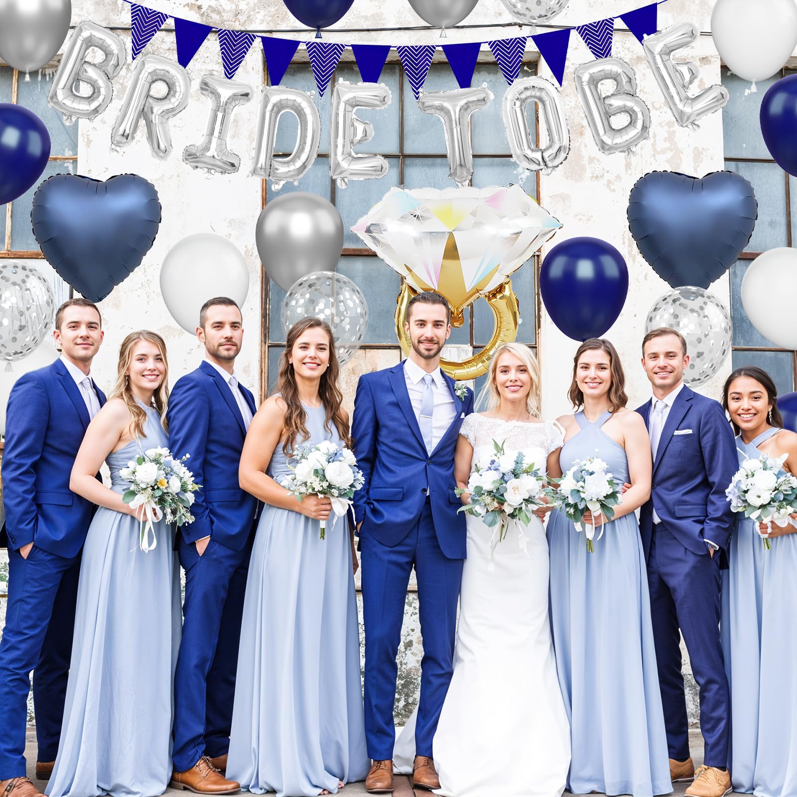Blue Silver Bachelorette Party Decorations, Silver Bride To Be Bridal Shower Balloons Decoration - Image 3