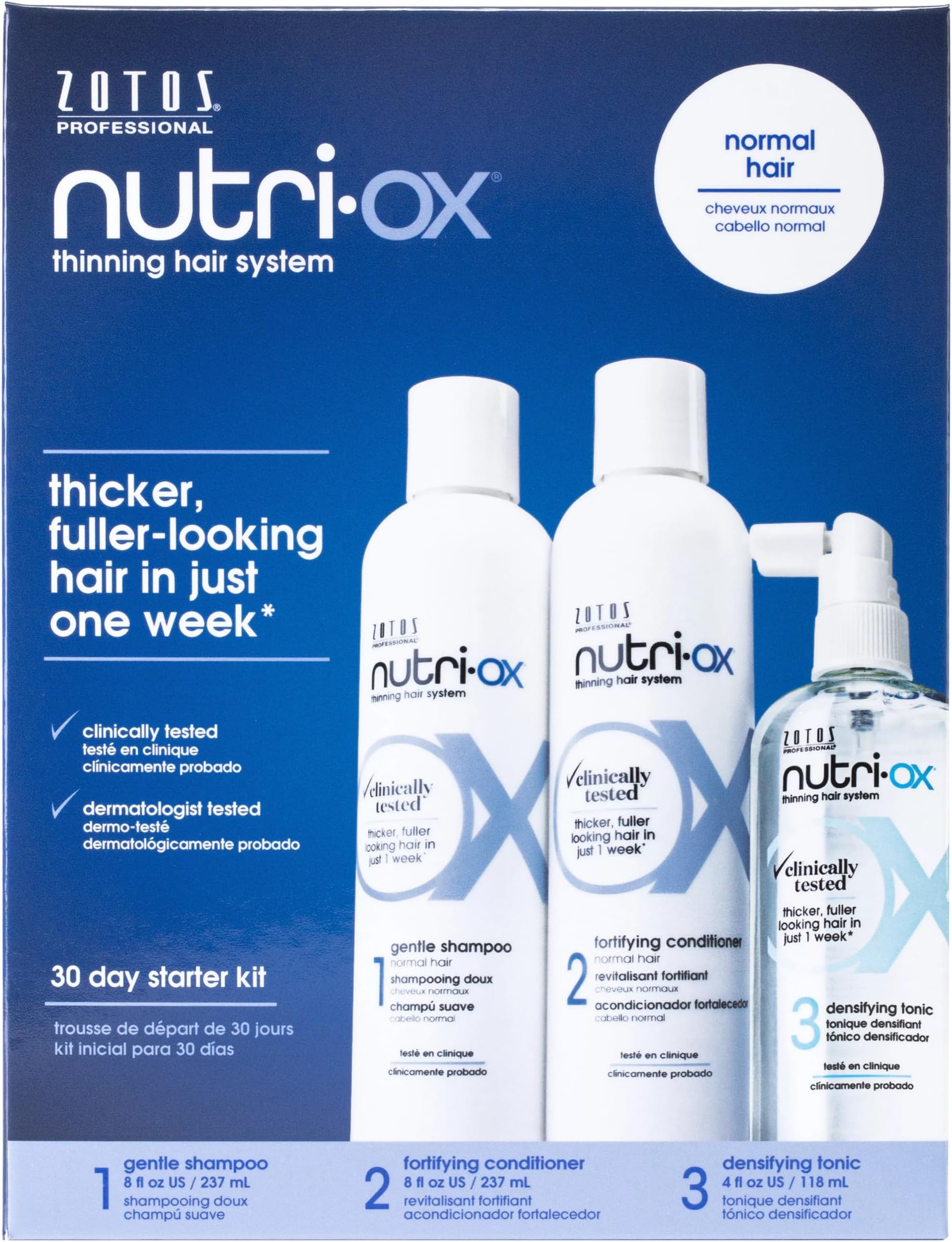 NUTRI-OX Starter Kit for Thinning Hair | Thicker, Fuller-Looking Hair | Peppermint | Clinically & Dermatologically Tested | 30 Day Supply
