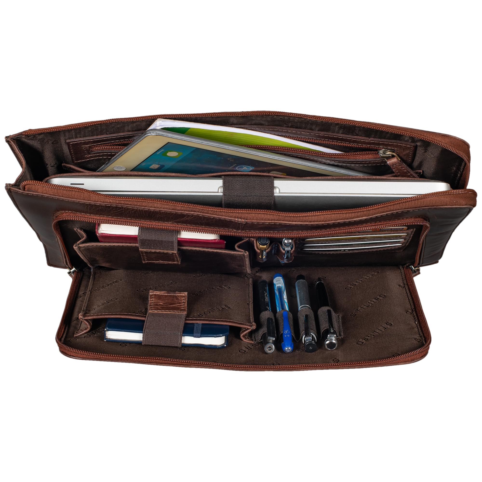 STILORD "Dillon" Conference Folder Leather Vintage Business Case A4 Laptop Case13,3 Inch Notebook MacBook Case Bag Cover Briefcase Envelope Portfolio Colour:Lyon - Image 4