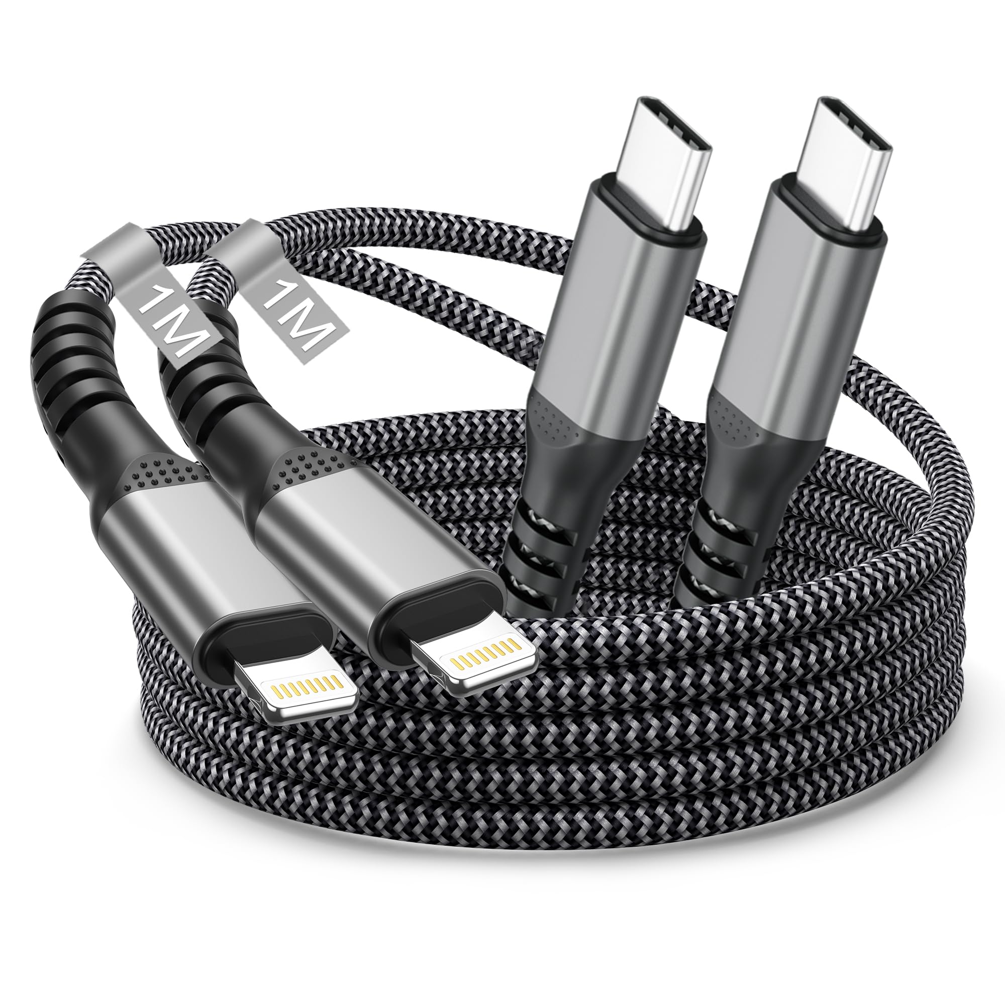 Lightning Kabel USB C 1M 2Pack, iPhone Ladekabel USB C Apple MFi Zertifiziert Nylon i-Phone Kabel USBC auf Lightning Ladekabel i-Phone Schnellladekabel für Apple iPhone 14 Pro Max/Plus 13 12 11 XS 8