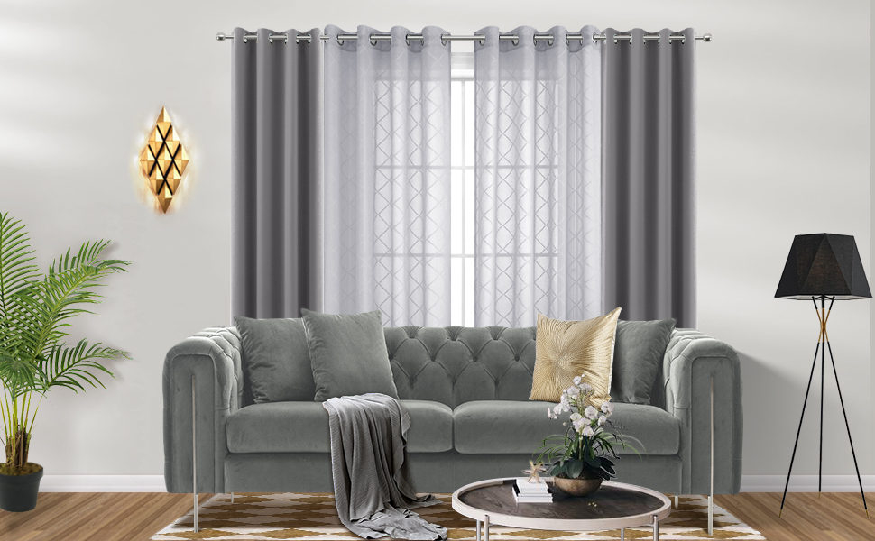 Amazon.com: KOUFALL Grey Curtains for Living Room,84 Inches Long