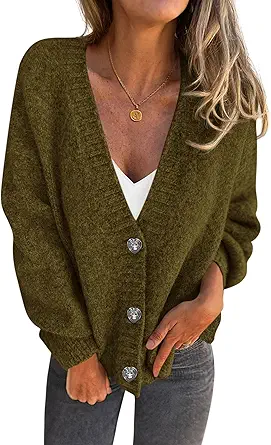 PRETTYGARDEN Cardigan Sweaters for Women Trendy Fall 2025 Long Sleeve Button Down Oversized Chunky Knit Sweater Outerwear