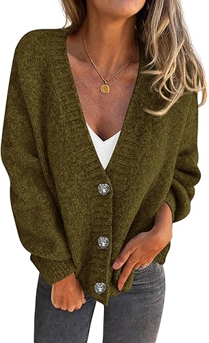 PRETTYGARDEN Cardigan Sweaters for Women Trendy Fall 2025 Long Sleeve Button Down Oversized Chunky Knit Sweater Outerwear