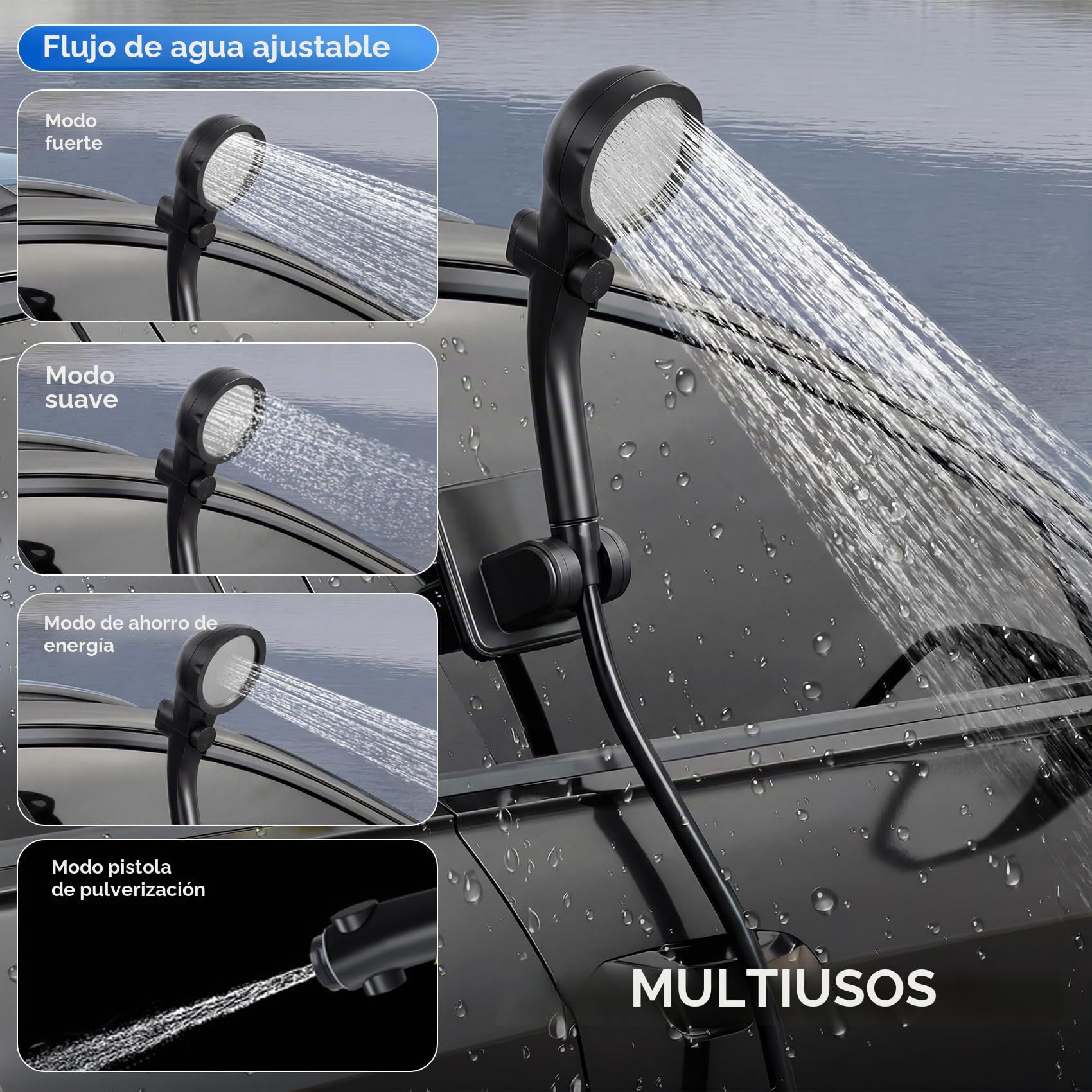 Ducha portátil para campamento con calentador de agua de inmersión, bomba de ducha recargable de 6000 mAh con pantalla LED inteligente, bomba de ducha de campamento al aire libre para senderismo