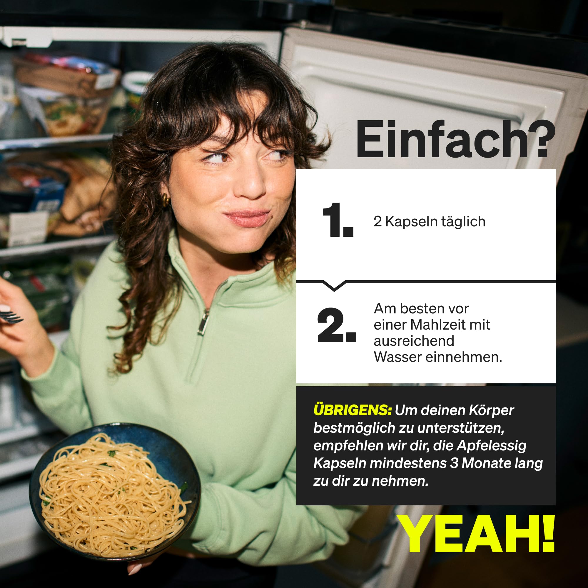 natural elements Apfelessig Kapseln – 180 Kapseln mit 1300mg Apfelessig pro Tagesdosis – vegan, hochdosiert, ohne unnötige Zusätze – in Deutschland produziert & laborgeprüft