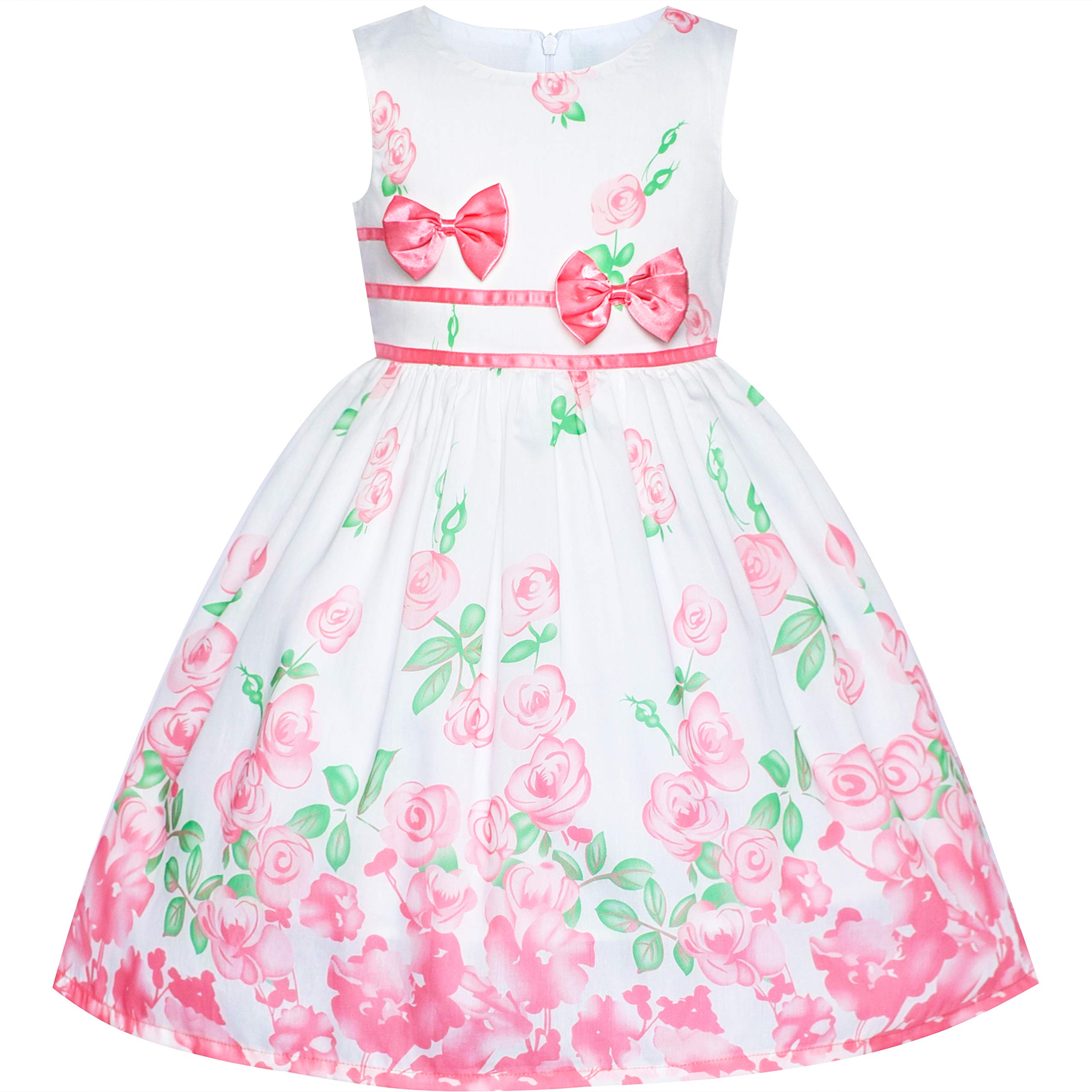 Sunny Fashion Vestido para niña Morado Rosa Flor Doble Corbata de moño Fiesta niños Sol 4-12 años
