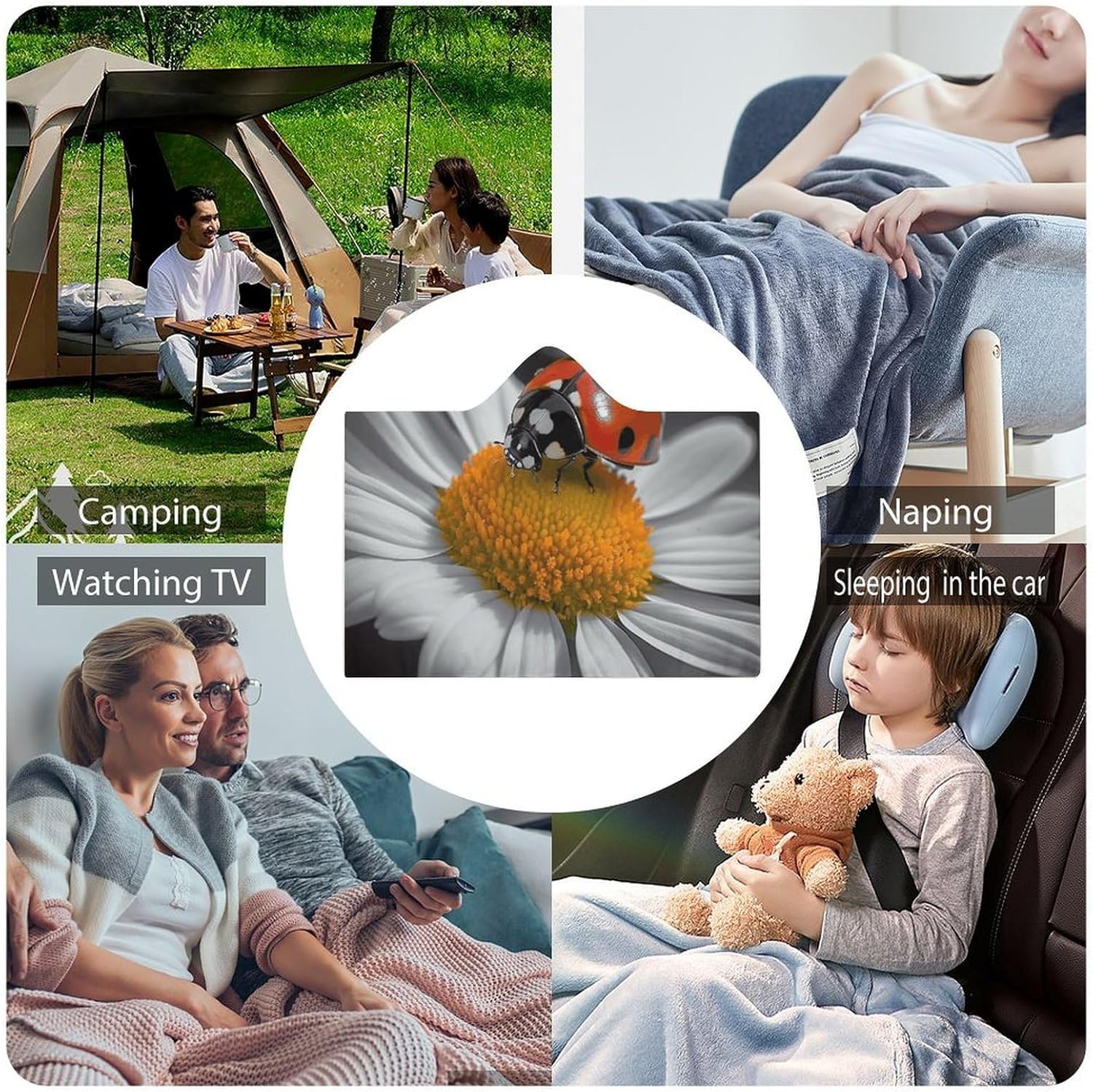 Ladybug Daisy Wearable Hooded Blanket, Ultra Soft Arctic Velvet Cape Cloak Unisex - Cozy Wearable Blanket