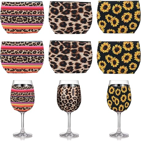Reusable Leopard Print Wine Glass Koozies Set